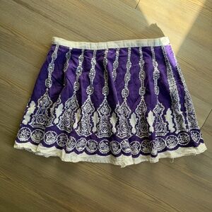 Chic Purple and Cream A-Line Skirt